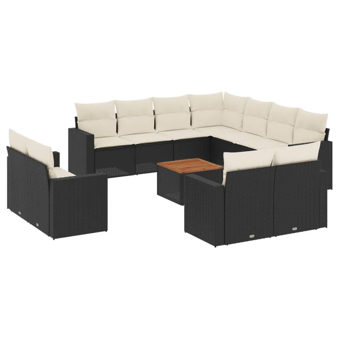 Set canapele de grădină, 12 piese, cu perne, negru, poliratan - WALTI WALTI