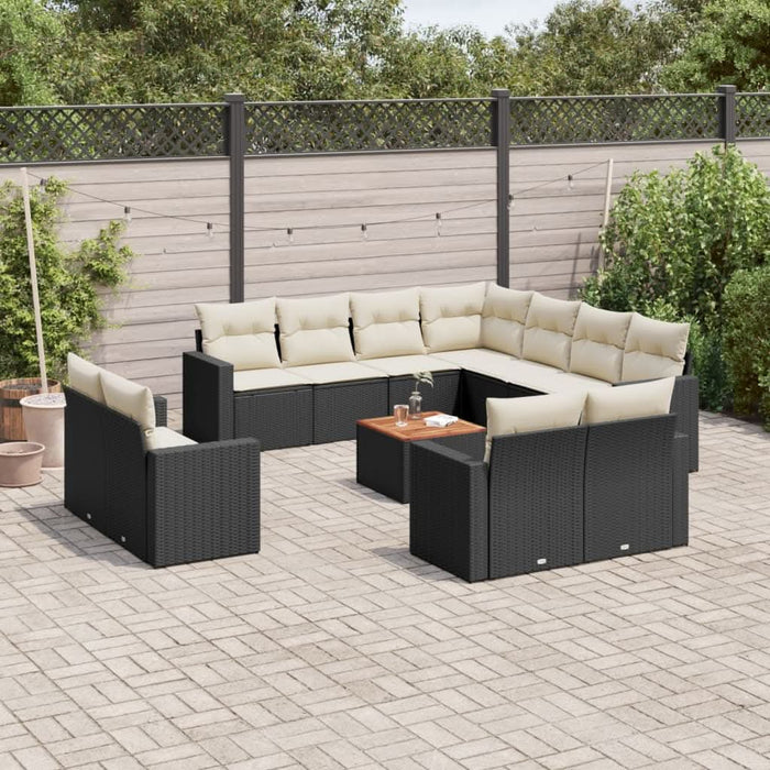 Set canapele de grădină, 12 piese, cu perne, negru, poliratan - WALTI WALTI