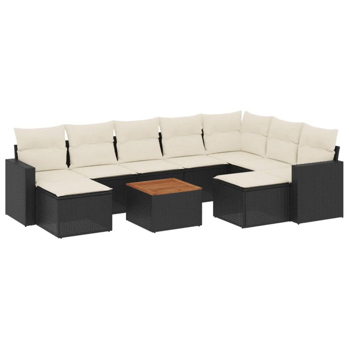 Set canapele de grădină cu perne, 10 piese, negru, poliratan - WALTI WALTI
