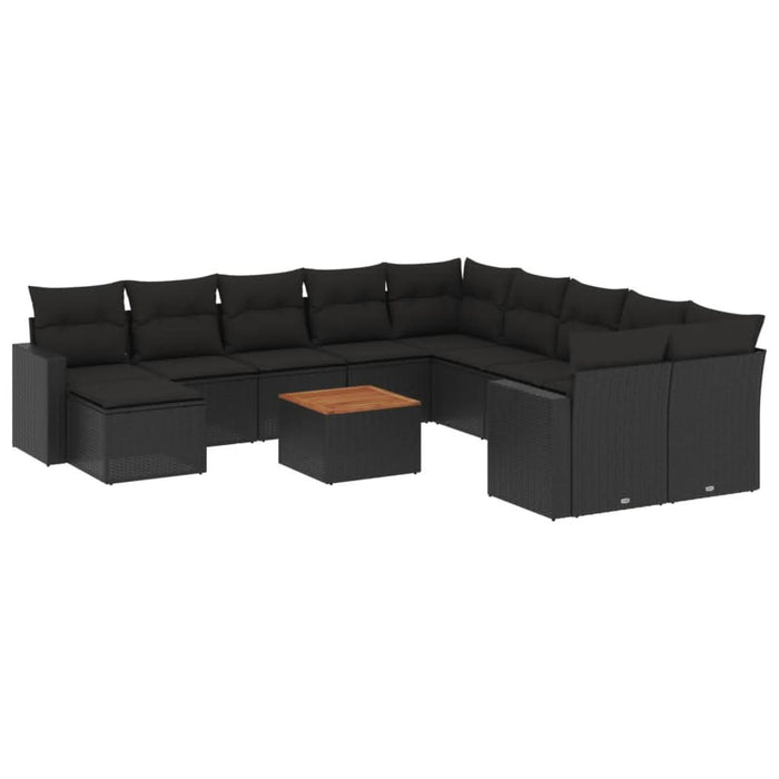 Set canapele de grădină, 12 piese, cu perne, negru, poliratan - WALTI WALTI