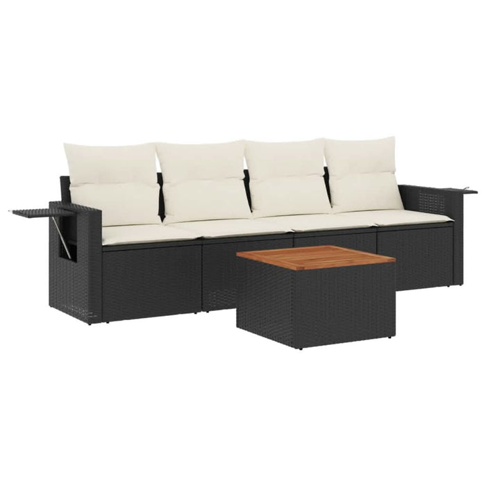 Set mobilier de grădină cu perne, 5 piese, negru, poliratan - WALTI WALTI