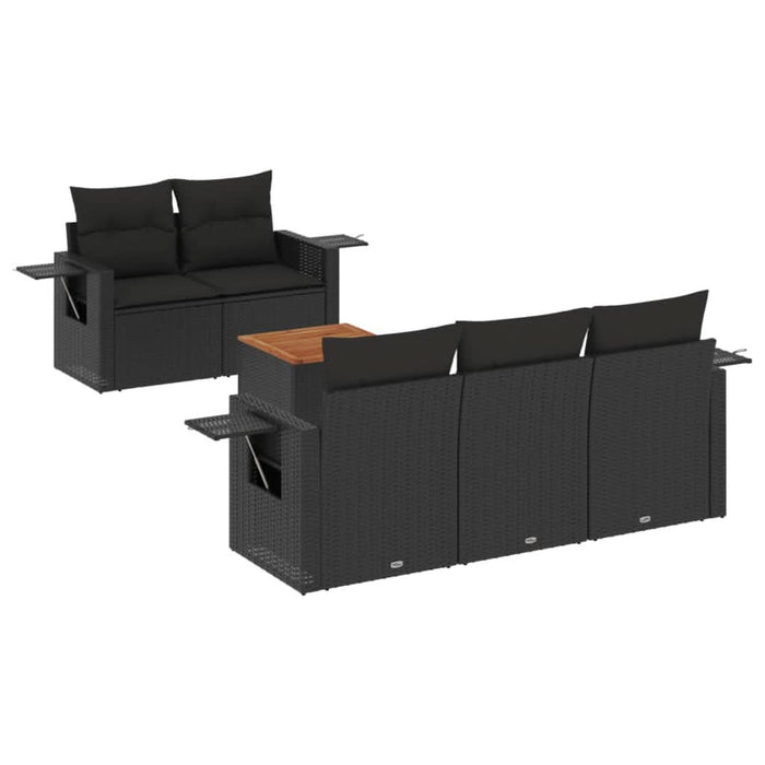 Set mobilier de grădină cu perne, 6 piese, negru, poliratan - WALTI WALTI