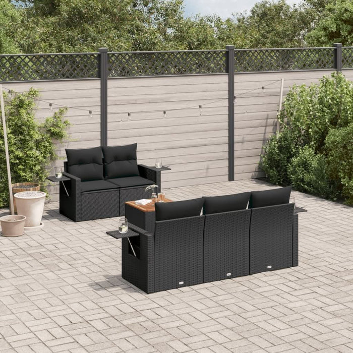 Set mobilier de grădină cu perne, 6 piese, negru, poliratan - WALTI WALTI