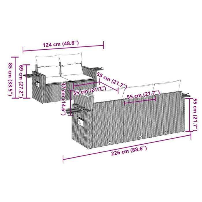 Set mobilier de grădină cu perne, 6 piese, negru, poliratan - WALTI WALTI