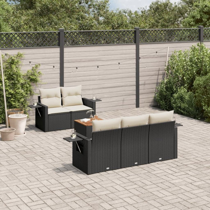 Set mobilier de grădină cu perne, 6 piese, negru, poliratan - WALTI WALTI