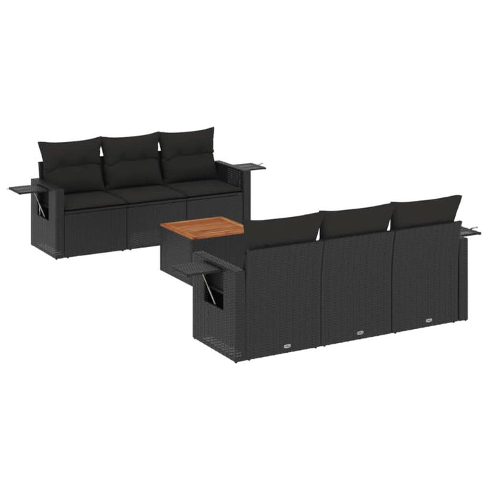Set canapele de grădină cu perne, 7 piese, negru, poliratan - WALTI WALTI