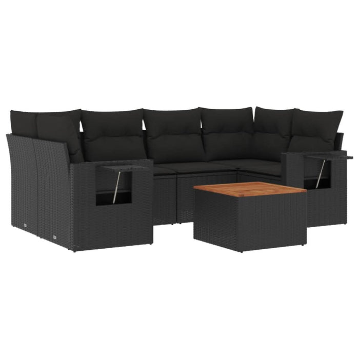 Set canapele de grădină cu perne, 7 piese, negru, poliratan - WALTI WALTI