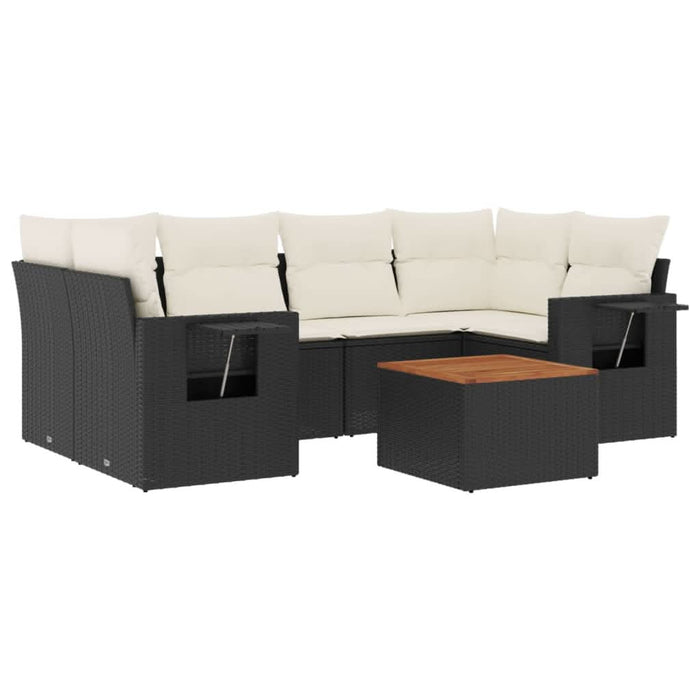 Set canapele de grădină cu perne, 7 piese, negru, poliratan - WALTI WALTI