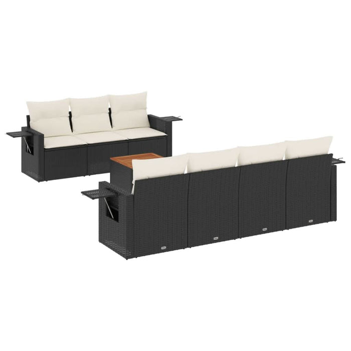 Set mobilier de grădină cu perne, 8 piese, negru, poliratan - WALTI WALTI