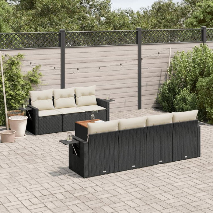 Set mobilier de grădină cu perne, 8 piese, negru, poliratan - WALTI WALTI