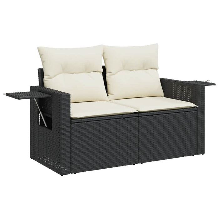 Set mobilier de grădină cu perne, 8 piese, negru, poliratan - WALTI WALTI