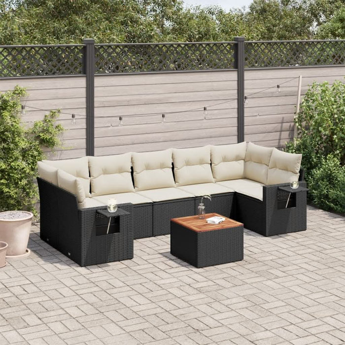 Set mobilier de grădină cu perne, 8 piese, negru, poliratan - WALTI WALTI