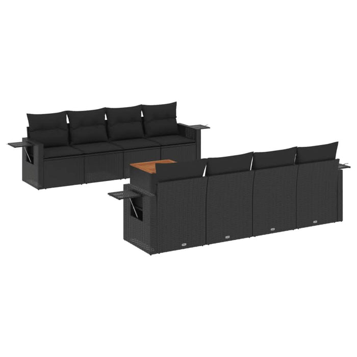 Set mobilier de grădină cu perne, 9 piese, negru, poliratan - WALTI WALTI