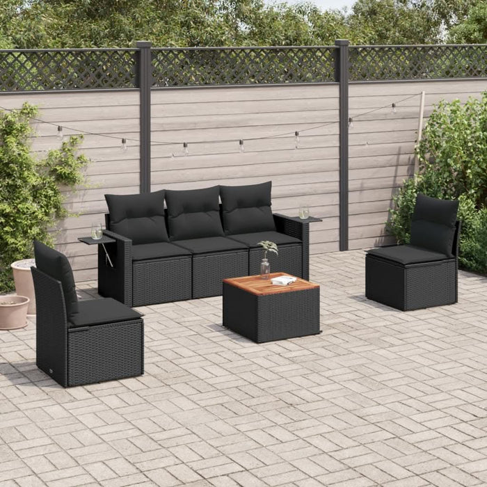Set mobilier de grădină cu perne, 6 piese, negru, poliratan - WALTI WALTI