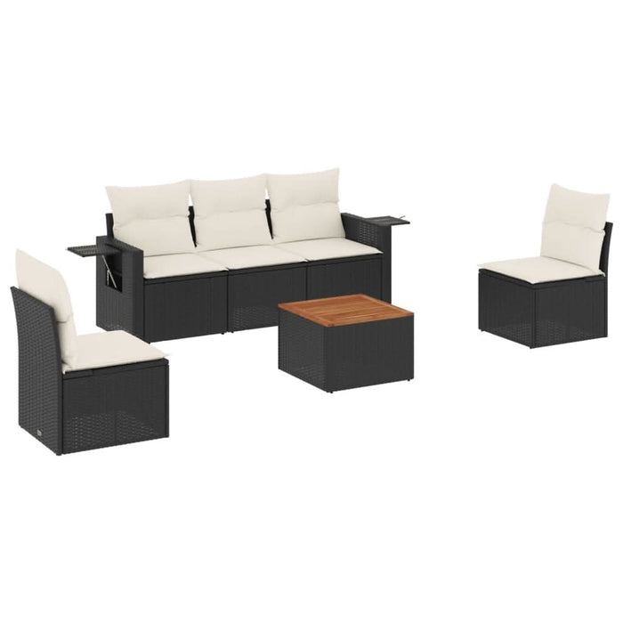 Set mobilier de grădină cu perne, 6 piese, negru, poliratan - WALTI WALTI