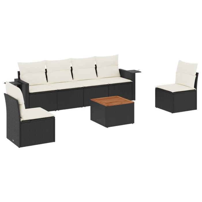 Set canapele de grădină cu perne, 7 piese, negru, poliratan - WALTI WALTI