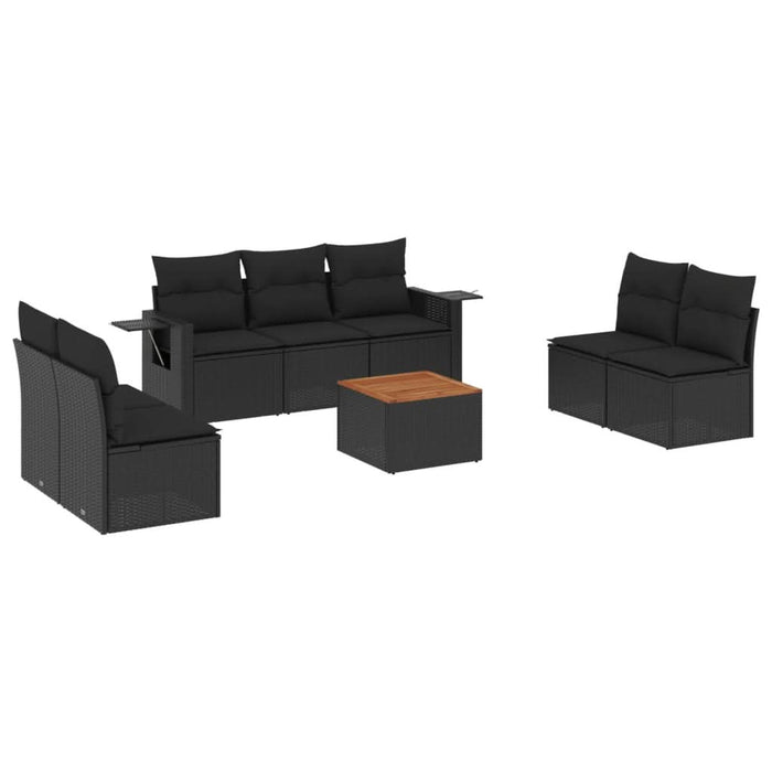 Set mobilier de grădină cu perne, 8 piese, negru, poliratan - WALTI WALTI
