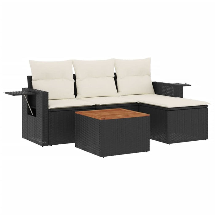 Set mobilier de grădină cu perne, 5 piese, negru, poliratan - WALTI WALTI