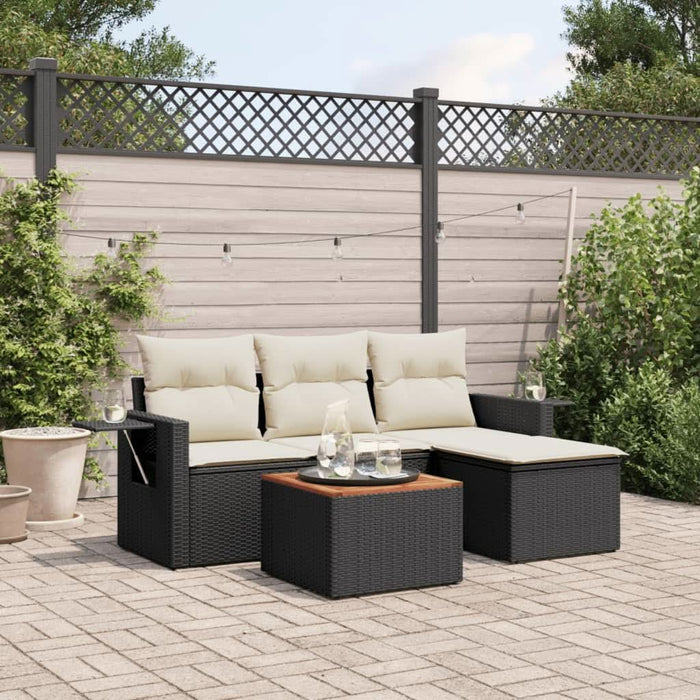 Set mobilier de grădină cu perne, 5 piese, negru, poliratan - WALTI WALTI
