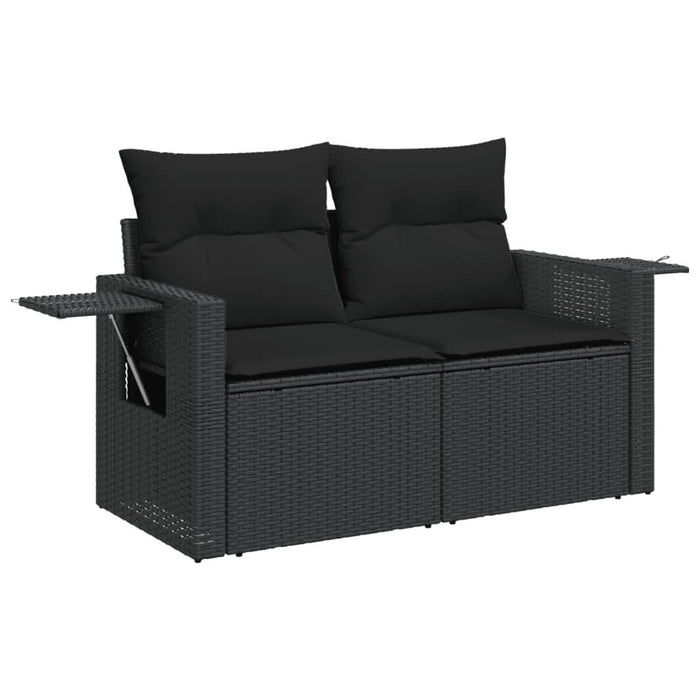 Set mobilier de grădină cu perne, 6 piese, negru, poliratan - WALTI WALTI