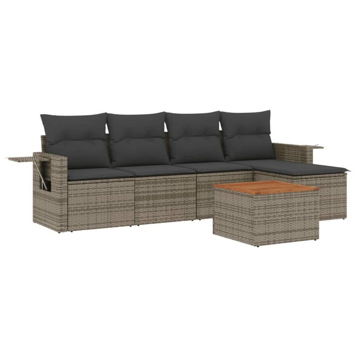 Set mobilier grădină cu perne, 6 piese, gri, poliratan - WALTI WALTI