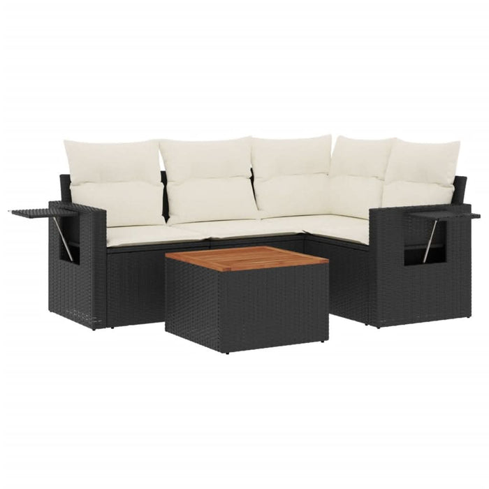 Set mobilier de grădină cu perne, 5 piese, negru, poliratan - WALTI WALTI