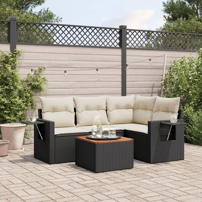 Set mobilier de grădină cu perne, 5 piese, negru, poliratan - WALTI WALTI