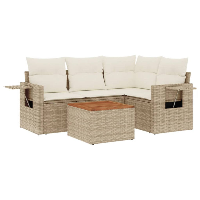 Set canapele de grădină cu perne, 5 piese, bej, poliratan WALTI