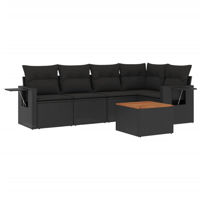 Set mobilier de grădină cu perne, 6 piese, negru, poliratan - WALTI WALTI