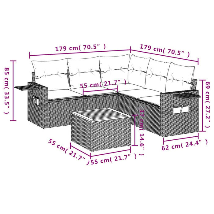 Set mobilier de grădină cu perne, 6 piese, negru, poliratan - WALTI WALTI