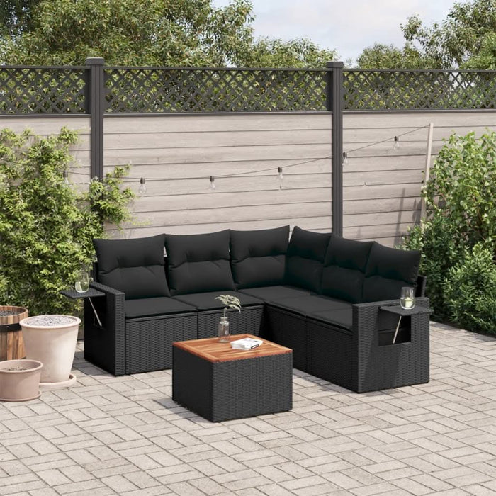 Set mobilier de grădină cu perne, 6 piese, negru, poliratan - WALTI WALTI