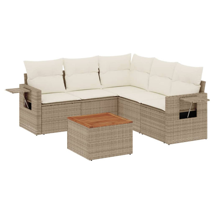 Set canapele de grădină cu perne, 6 piese, bej, poliratan WALTI