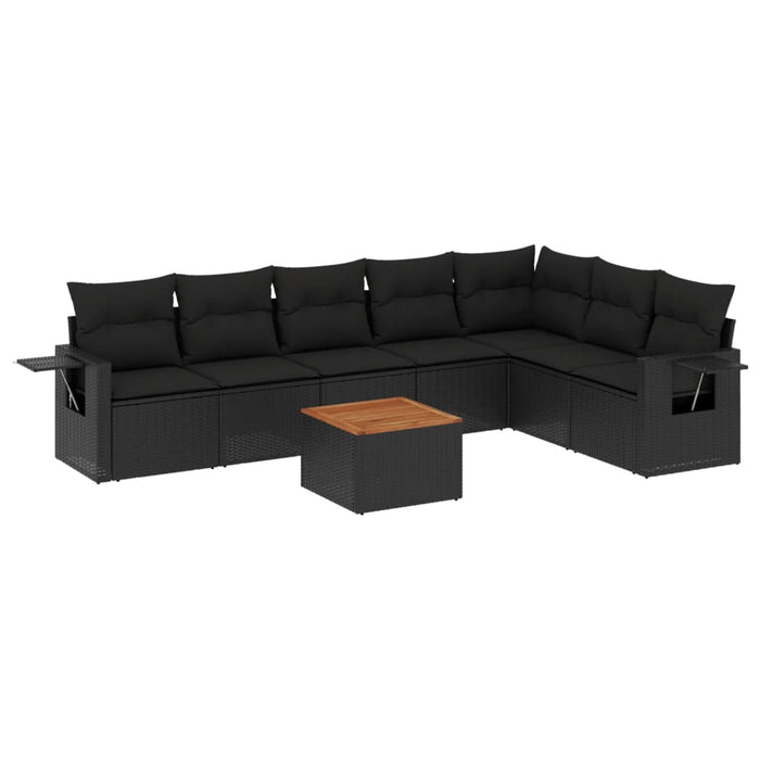 Set mobilier de grădină cu perne, 8 piese, negru, poliratan - WALTI WALTI