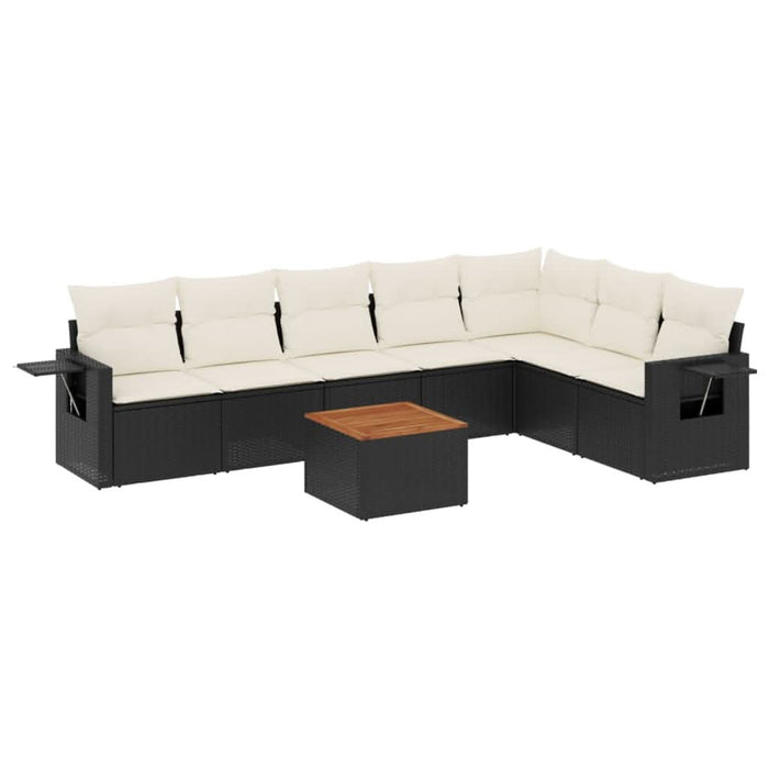 Set mobilier de grădină cu perne, 8 piese, negru, poliratan - WALTI WALTI