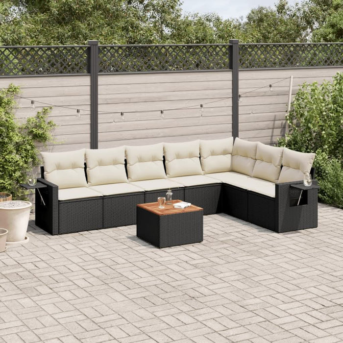 Set mobilier de grădină cu perne, 8 piese, negru, poliratan - WALTI WALTI