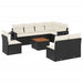 Set mobilier de grădină cu perne, 9 piese, negru, poliratan - WALTI WALTI