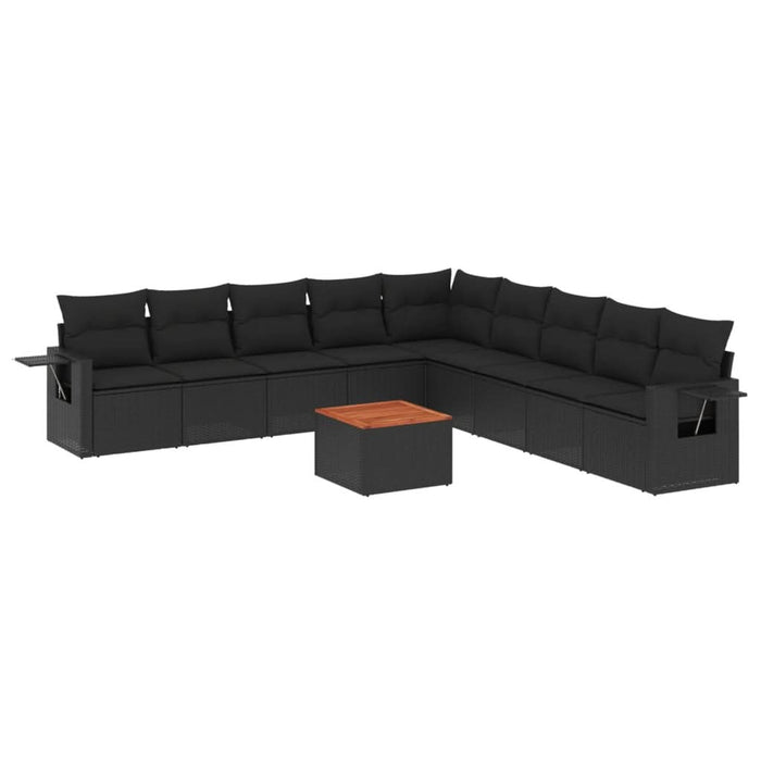 Set canapele de grădină cu perne, 10 piese, negru, poliratan - WALTI WALTI