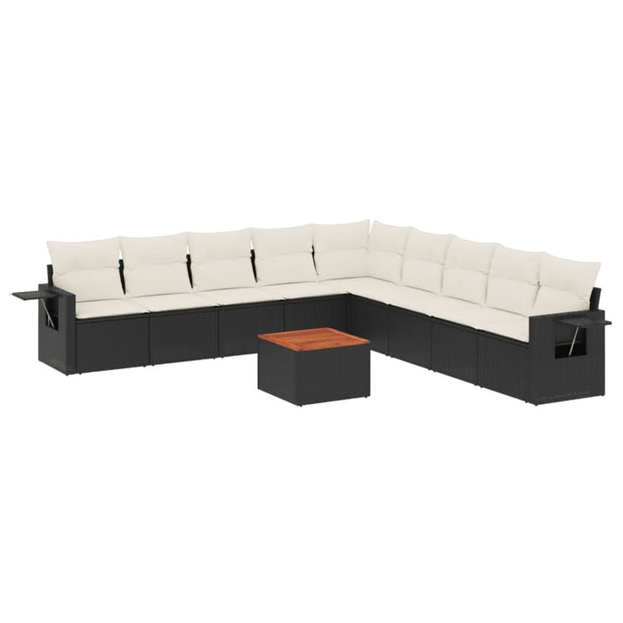 Set canapele de grădină cu perne, 10 piese, negru, poliratan - WALTI WALTI