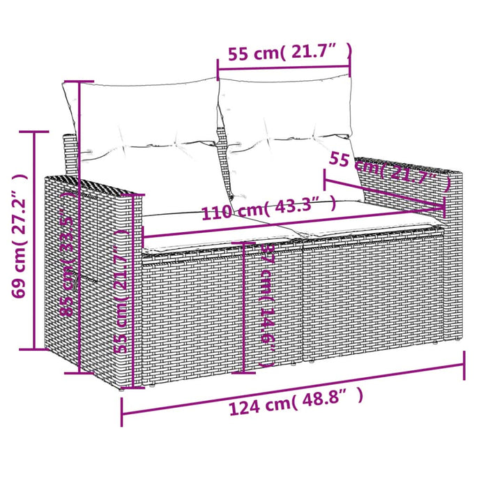 Set canapele de grădină cu perne, 10 piese, negru, poliratan - WALTI WALTI