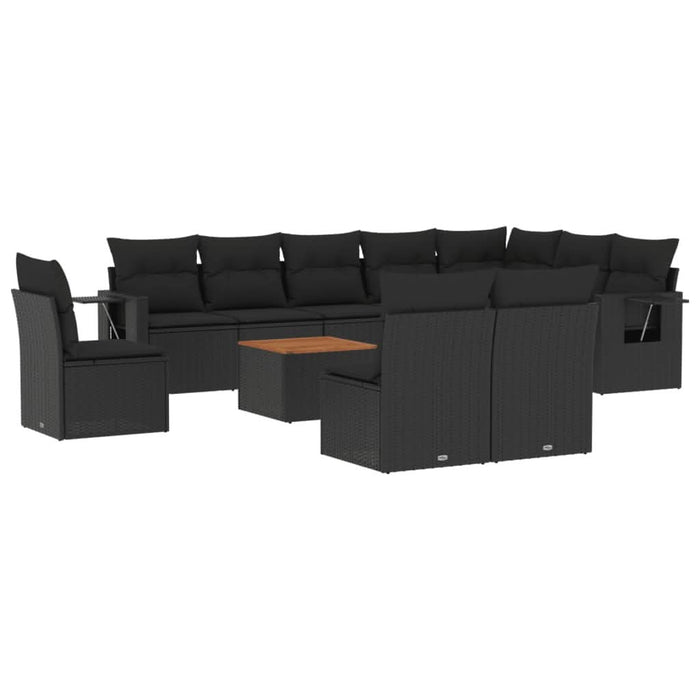 Set canapele de grădină cu perne, 11 piese, negru, poliratan - WALTI WALTI