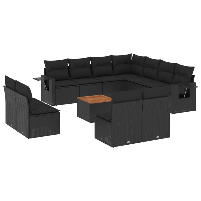 Set canapele de grădină, 12 piese, cu perne, negru, poliratan - WALTI WALTI