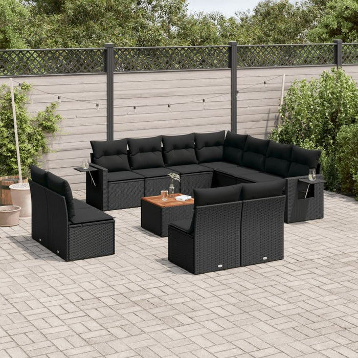 Set canapele de grădină, 12 piese, cu perne, negru, poliratan - WALTI WALTI