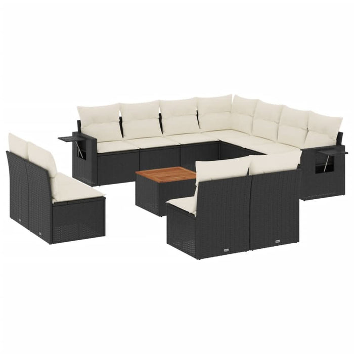 Set canapele de grădină, 12 piese, cu perne, negru, poliratan - WALTI WALTI