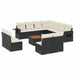 Set canapele de grădină, 12 piese, cu perne, negru, poliratan - WALTI WALTI