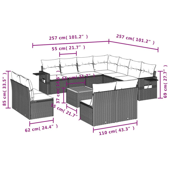 Set canapele de grădină, 12 piese, cu perne, negru, poliratan - WALTI WALTI