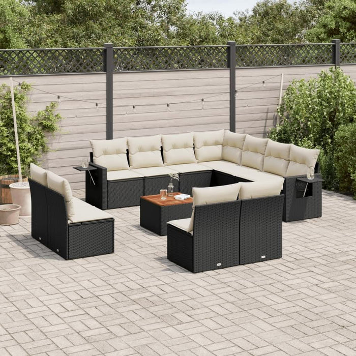 Set canapele de grădină, 12 piese, cu perne, negru, poliratan - WALTI WALTI