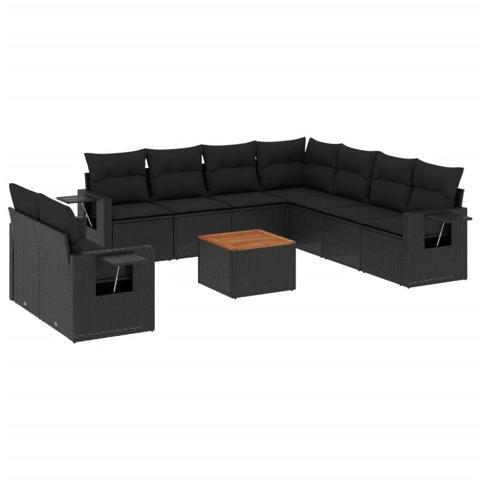 Set canapele de grădină cu perne, 10 piese, negru, poliratan - WALTI WALTI