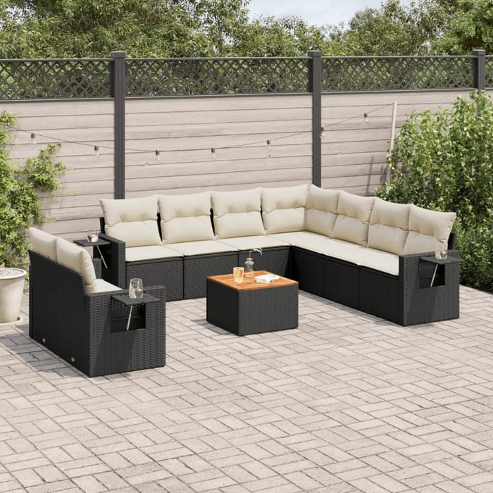 Set canapele de grădină cu perne, 10 piese, negru, poliratan - WALTI WALTI