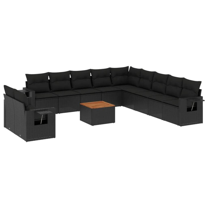 Set canapele de grădină, 12 piese, cu perne, negru, poliratan - WALTI WALTI