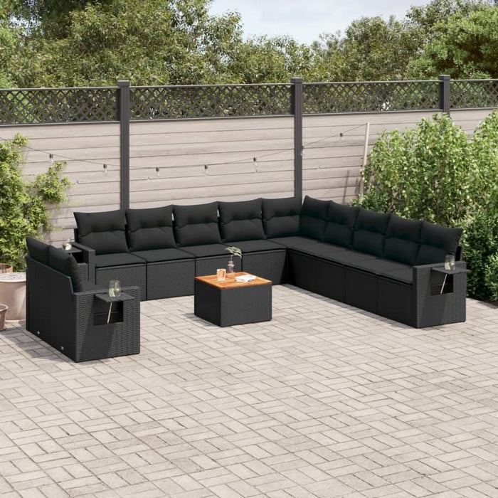 Set canapele de grădină, 12 piese, cu perne, negru, poliratan - WALTI WALTI
